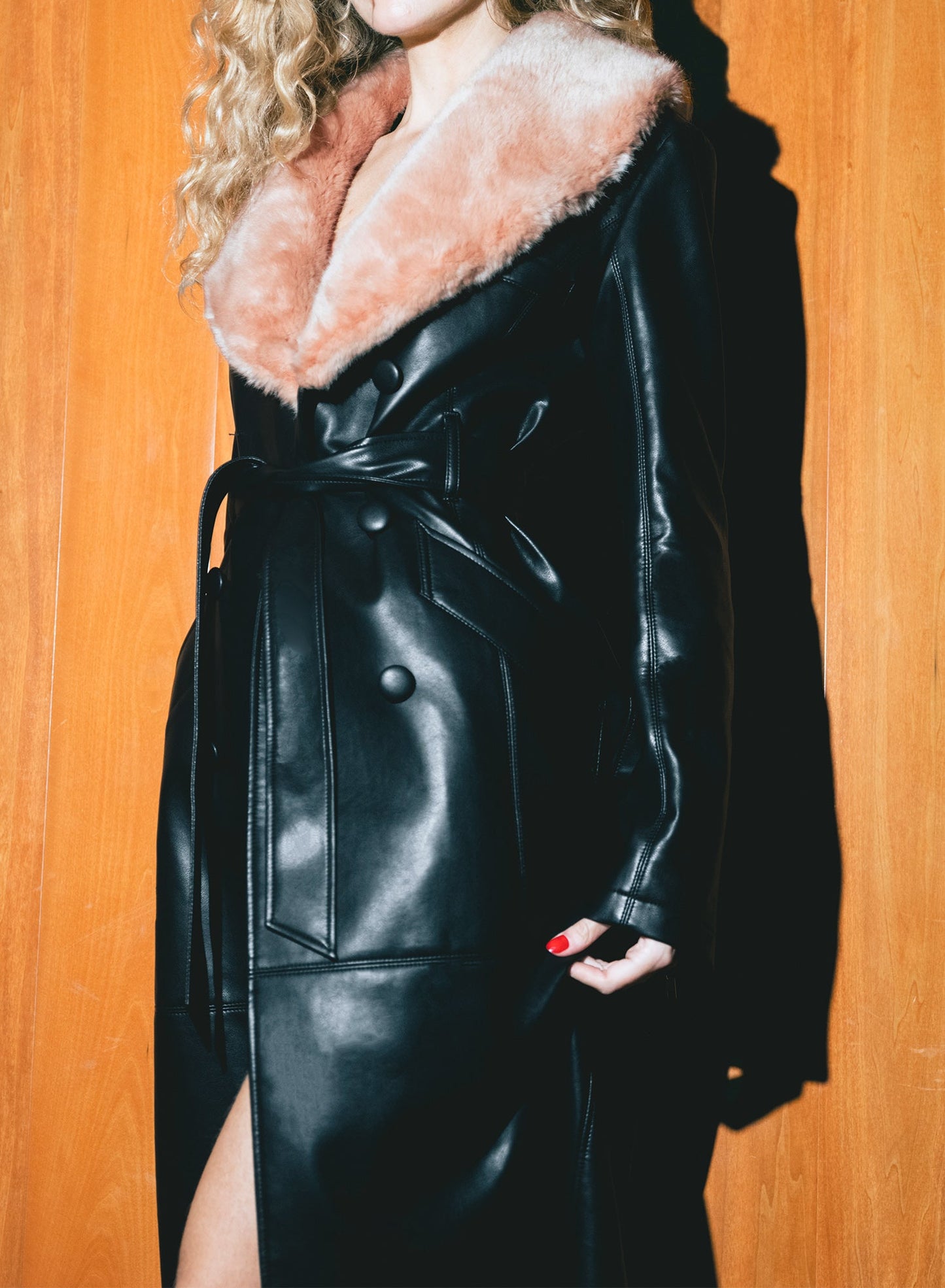 Vegan Leather & Fur Coat