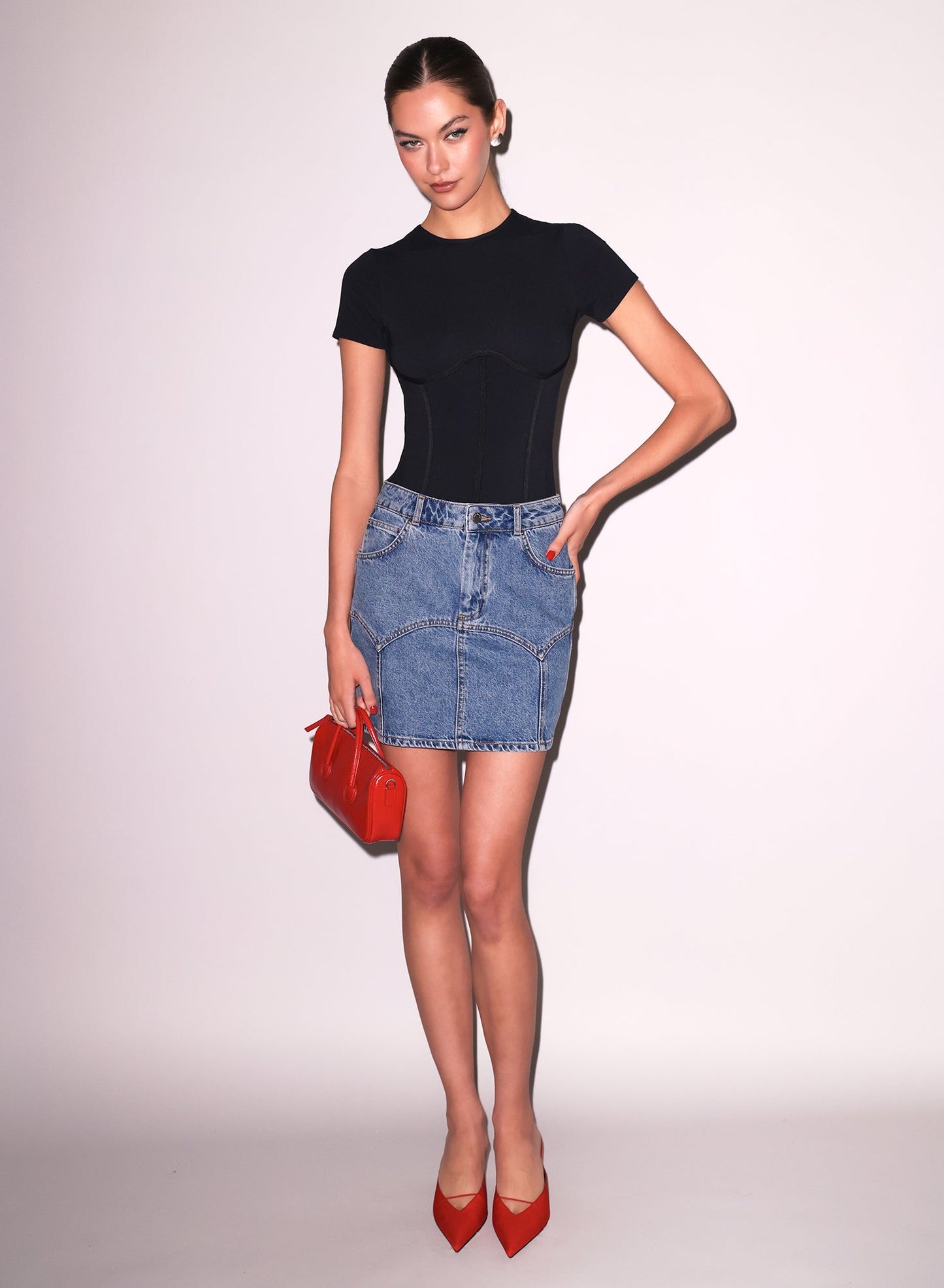 Denim Garter Skirt