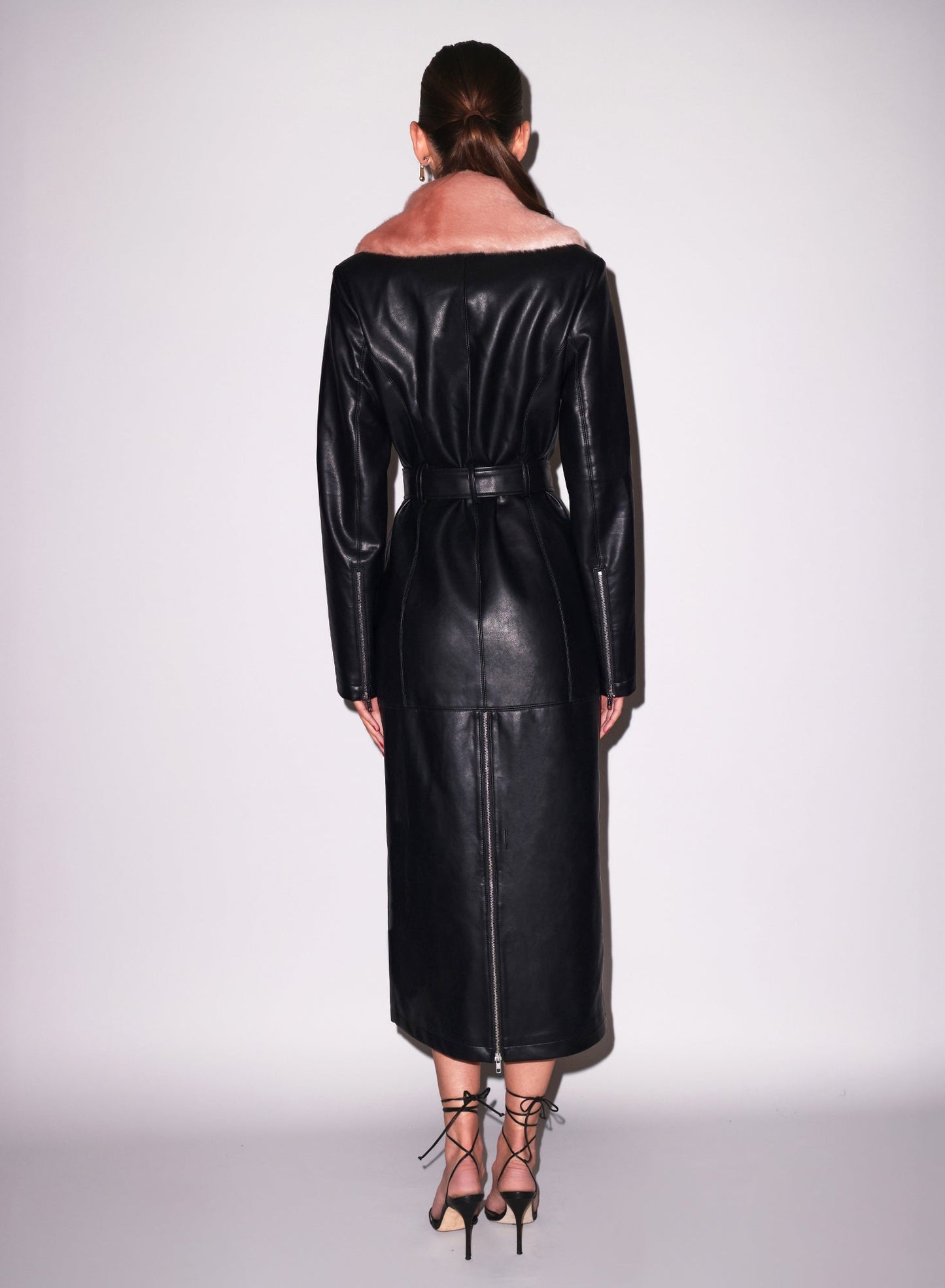 Vegan Leather & Fur Coat