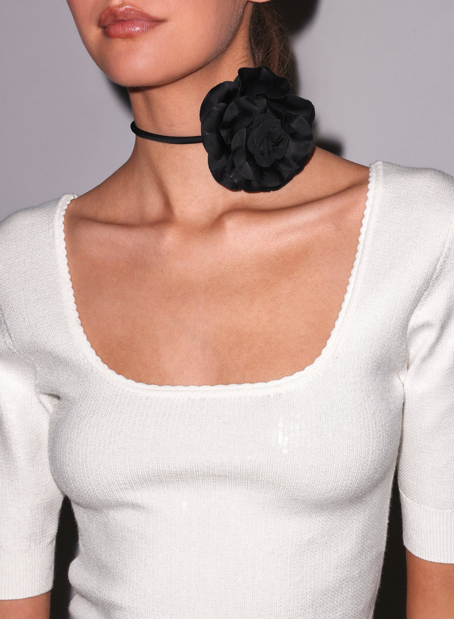 Sequin Knit Scoop Neck Top