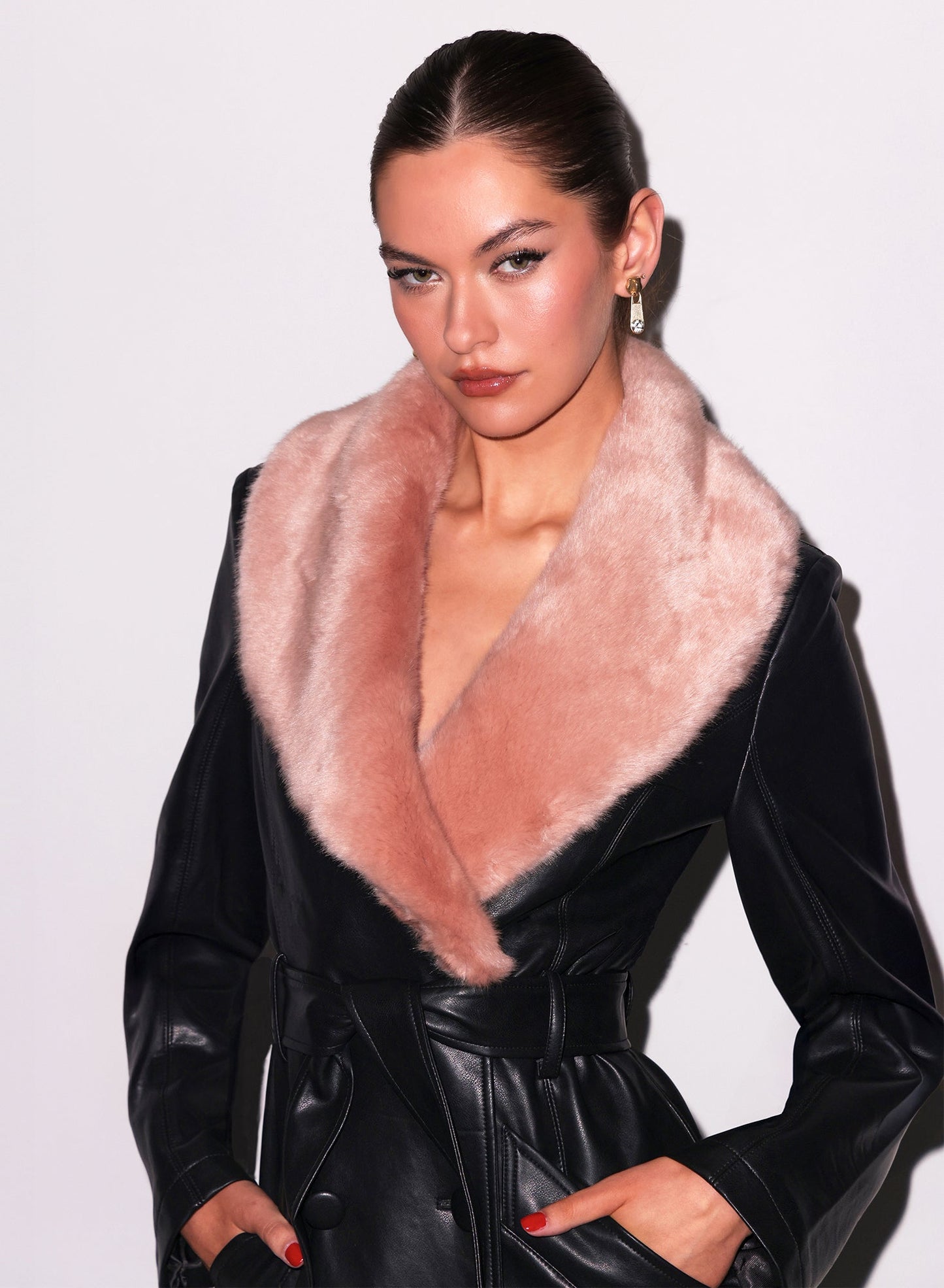 Vegan Leather & Fur Coat