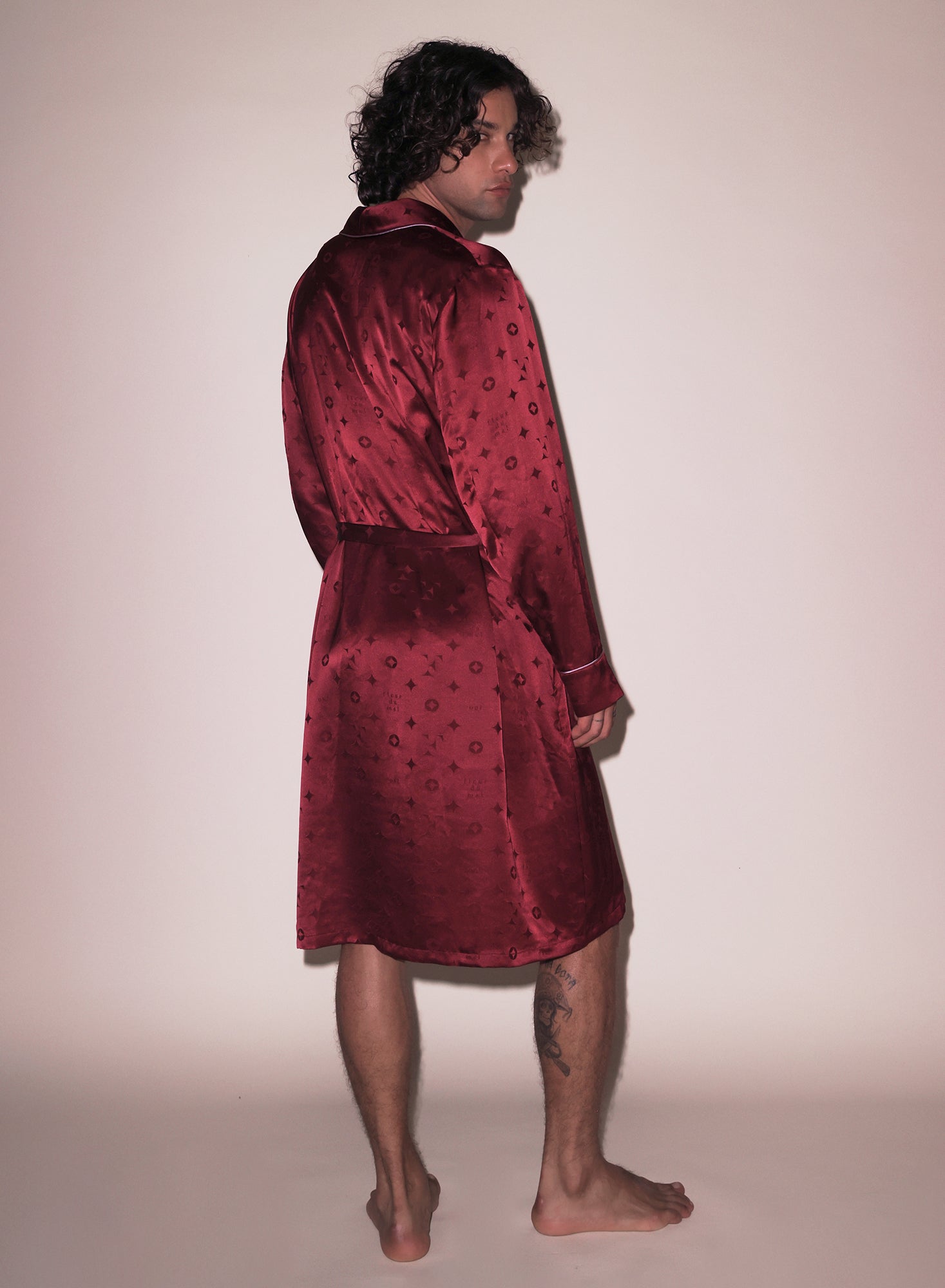 Luxurious Silk Jacquard Robe Barolo