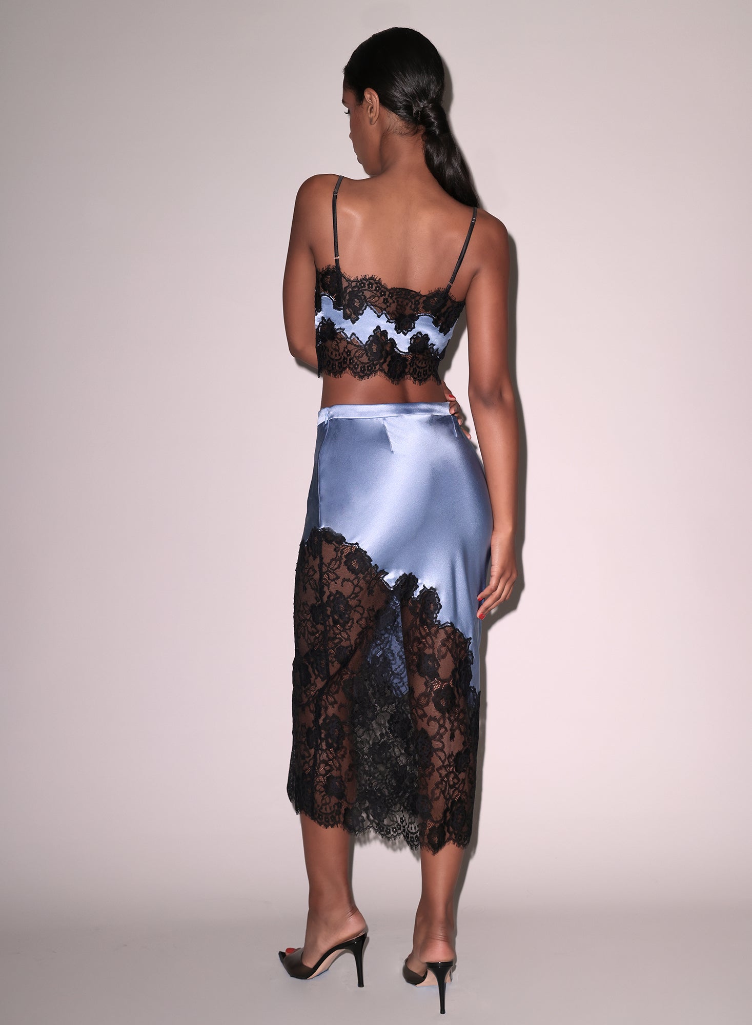 Silk Lace Midi Skirt