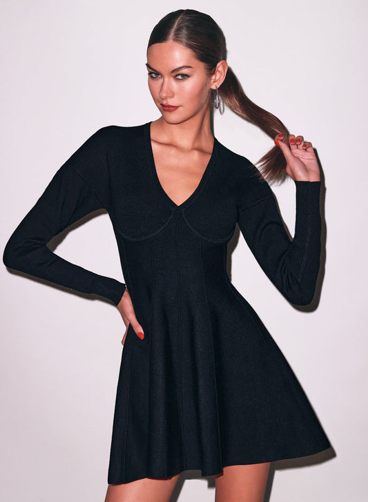 V-Neck Flared Corset Dress