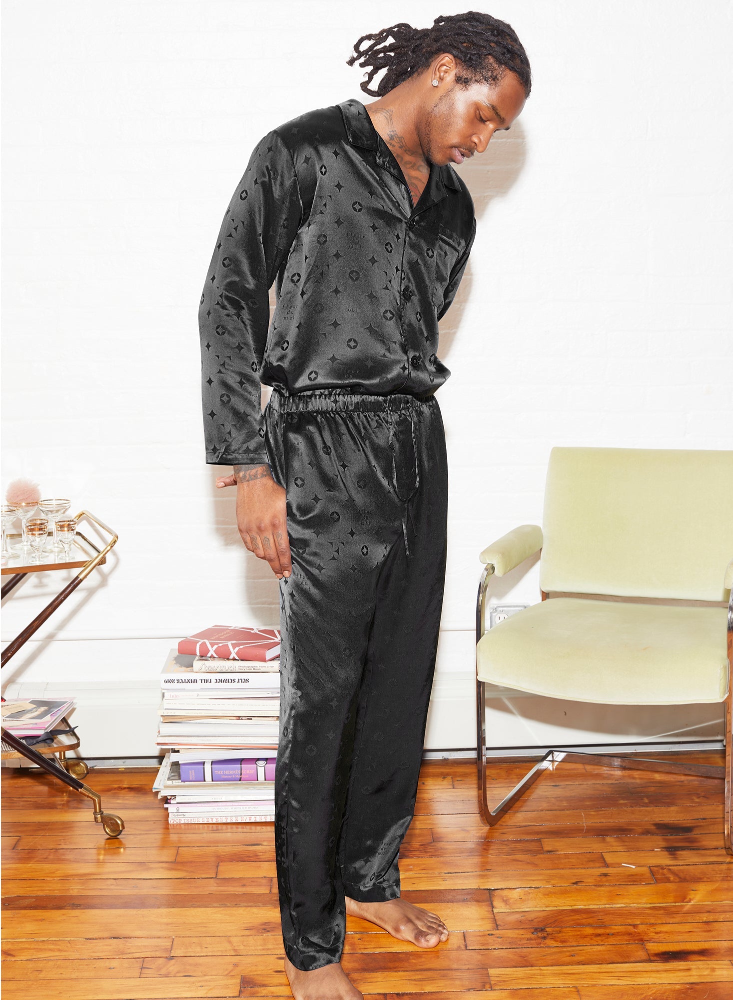Silk Jacquard Pajama Top
