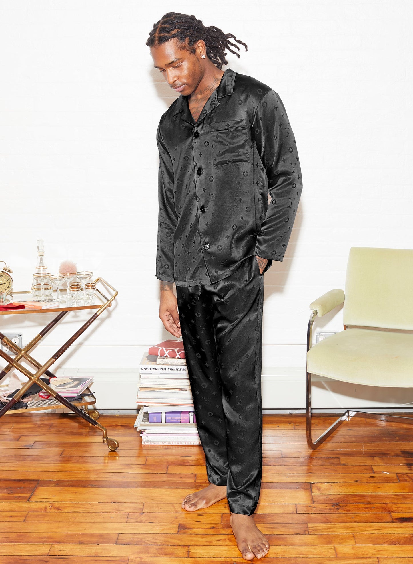 Silk Jacquard Pajama Top