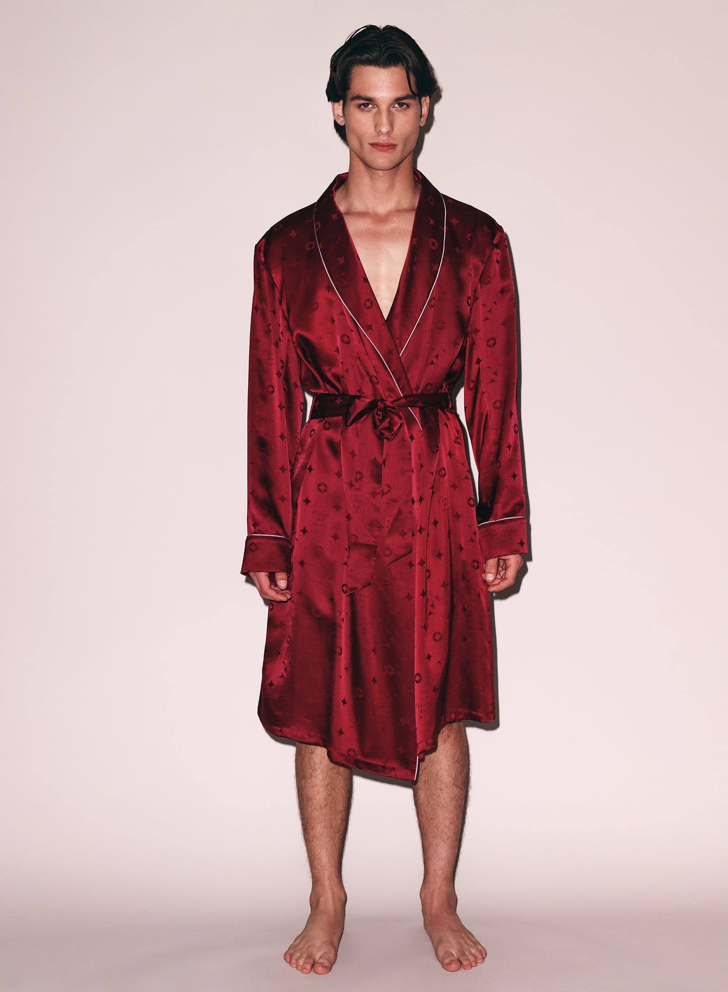 Luxurious Silk Jacquard Robe Barolo