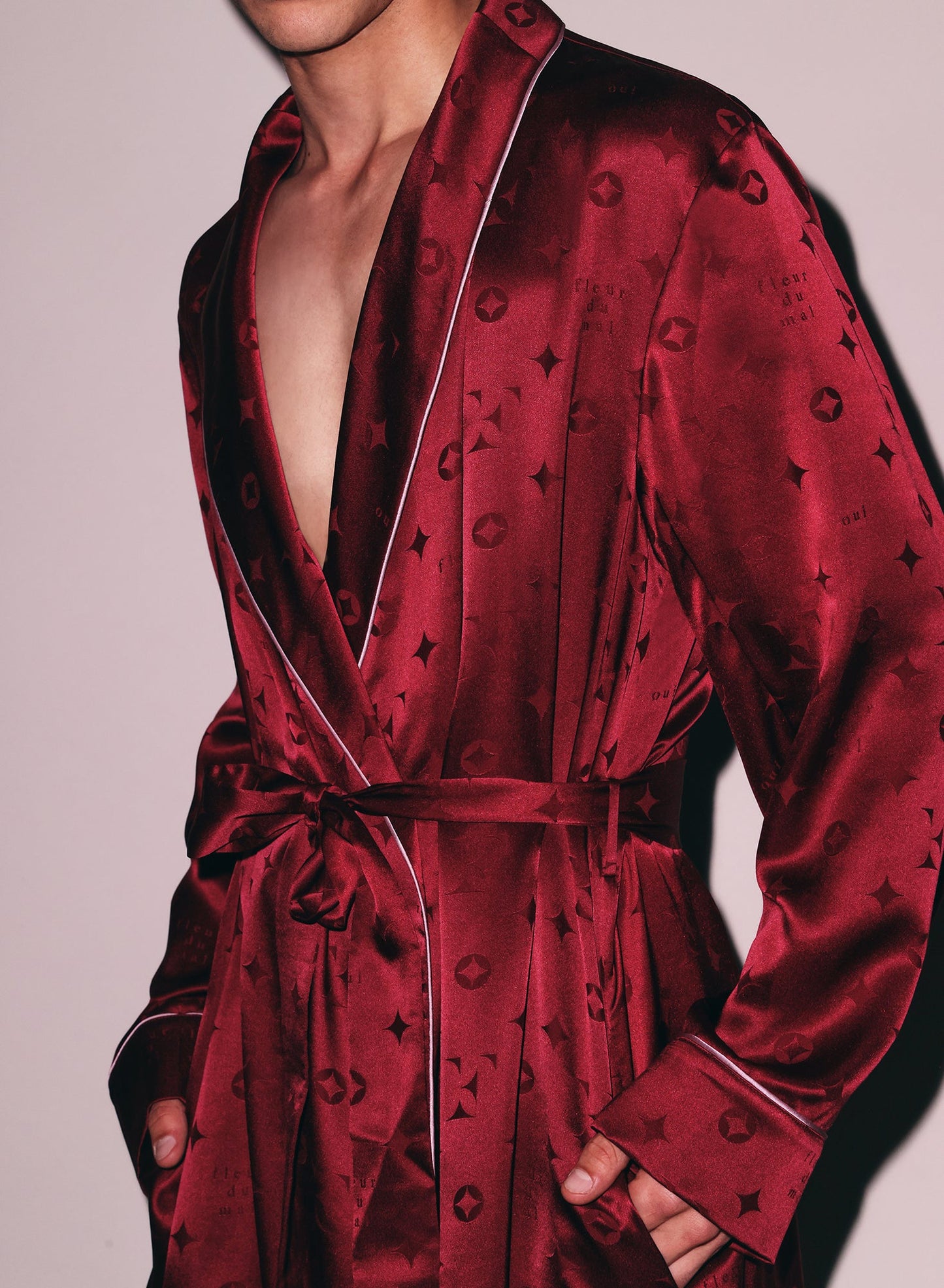 Luxurious Silk Jacquard Robe Barolo