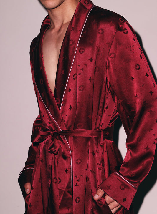 Luxurious Silk Jacquard Robe Barolo