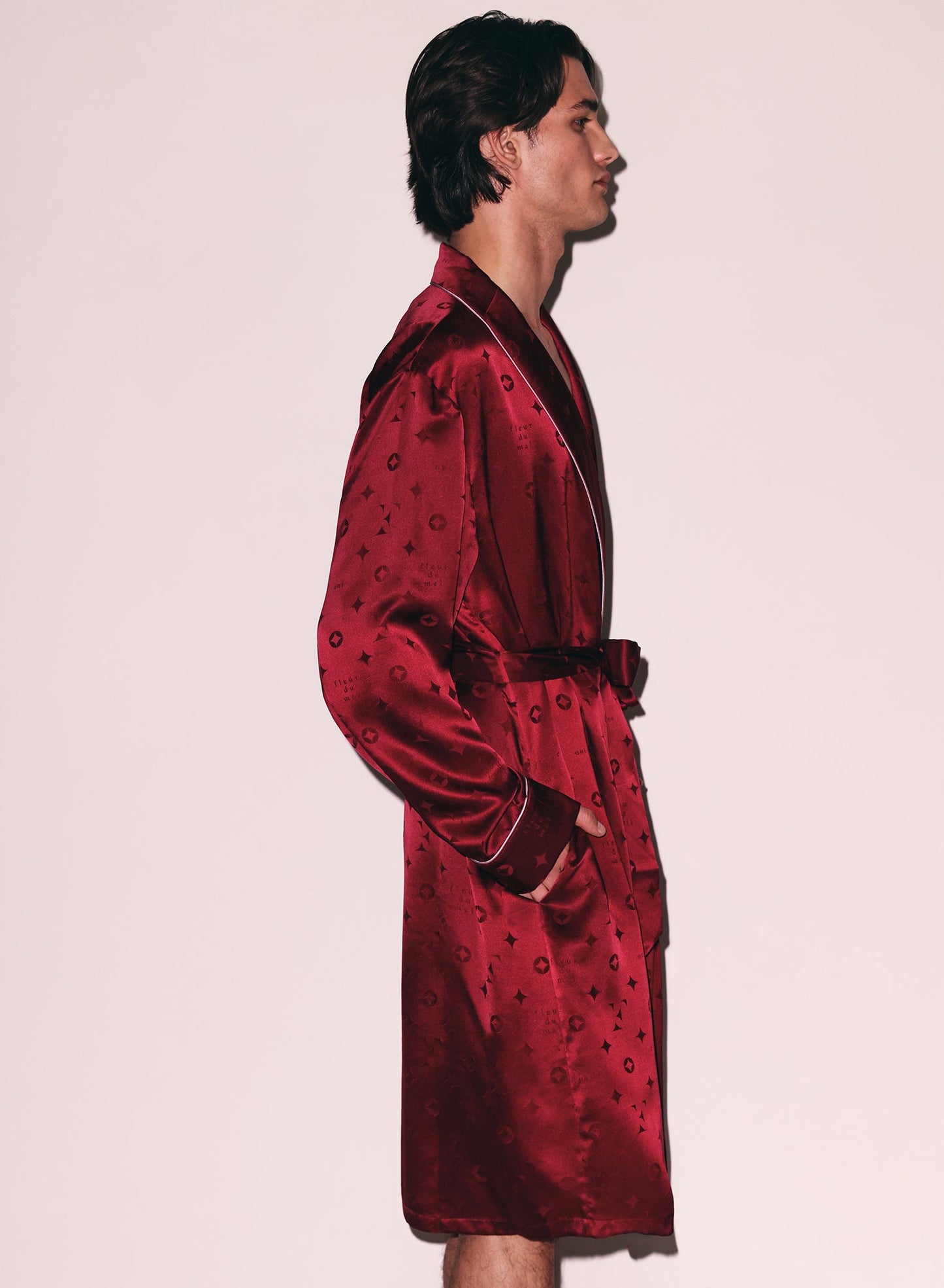 Luxurious Silk Jacquard Robe Barolo