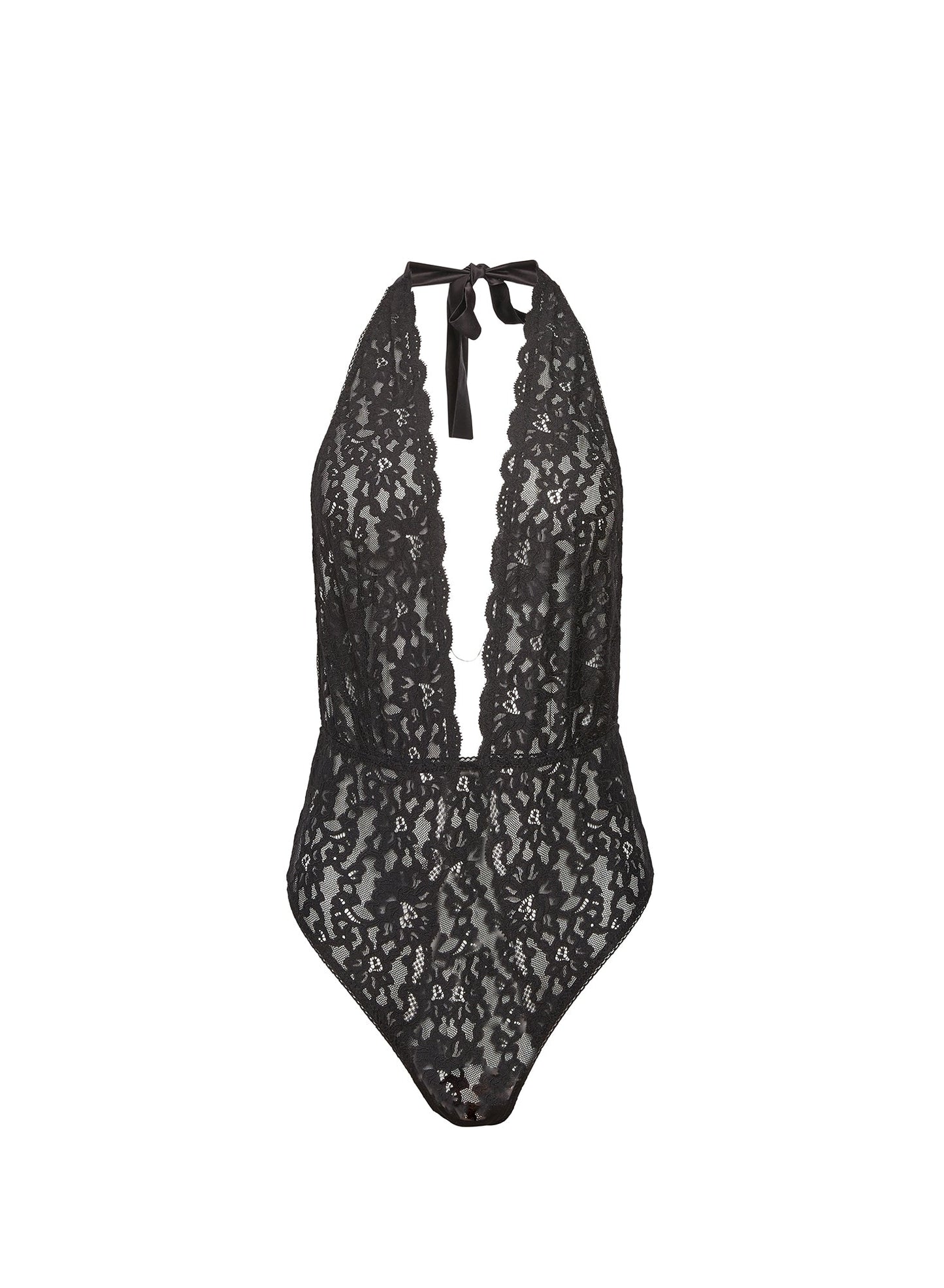 Sexy Black Halter Teddy Lingerie