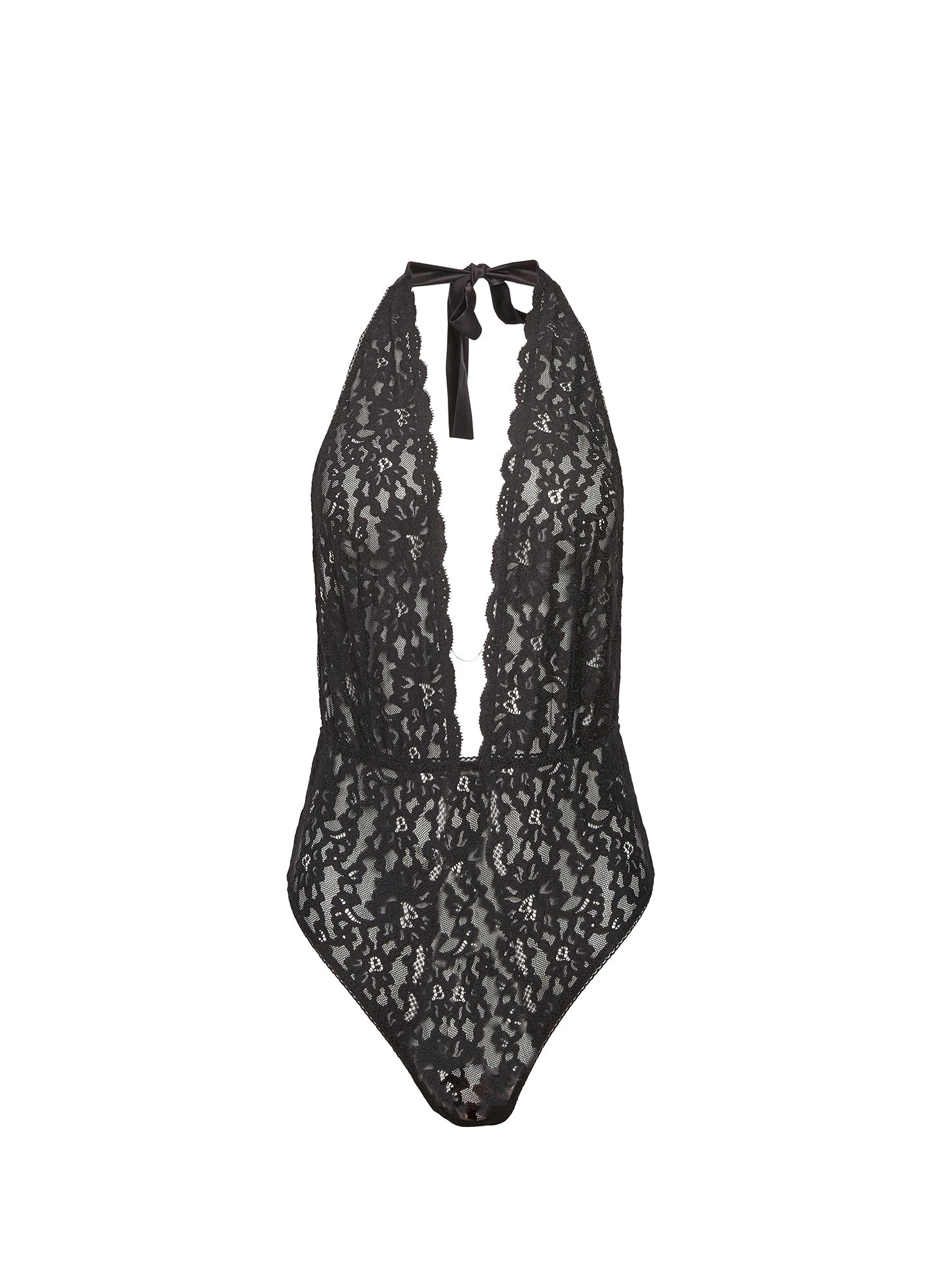 Sexy Black Halter Teddy Lingerie