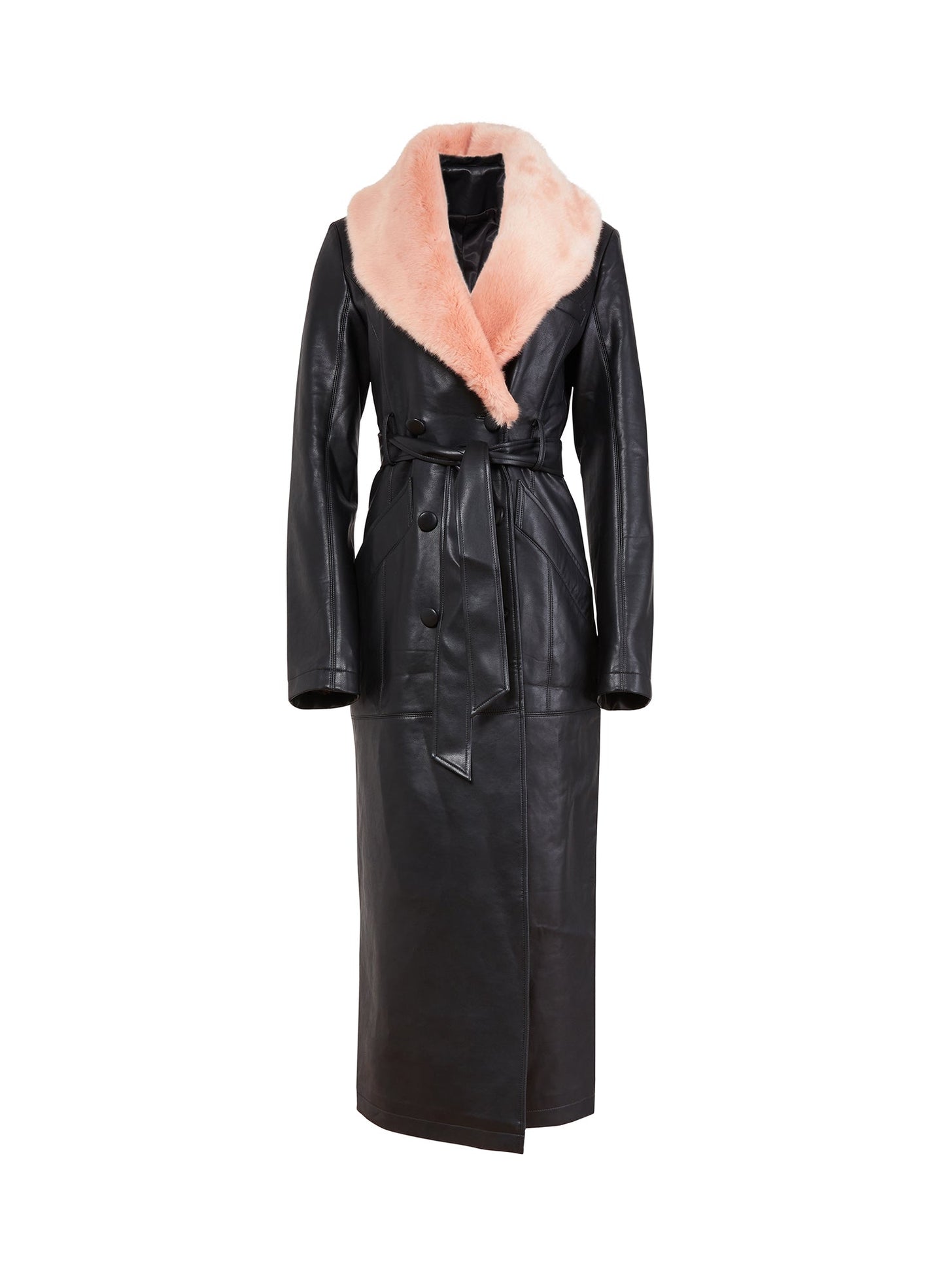 Vegan Leather & Fur Coat